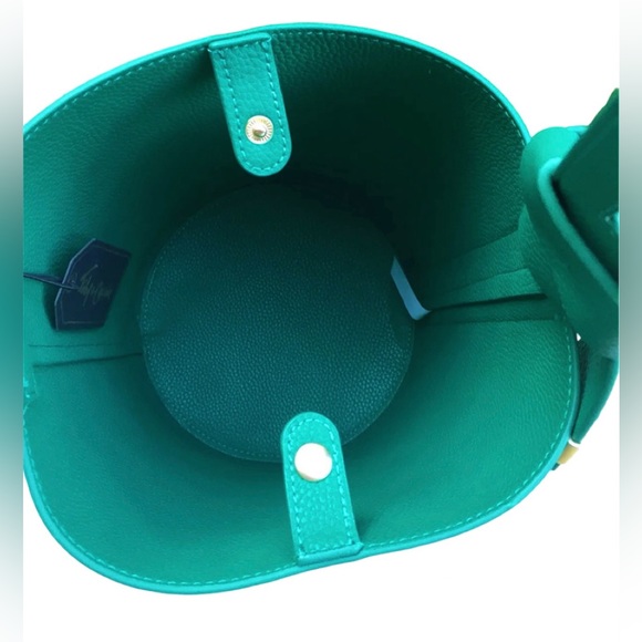 Foley & Corinna Flowerbed Creek Drum Bag Green Round Bottom Bucket Bag - NWT - Picture 5 of 8